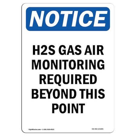 OSHA Notice Sign, H2S Gas Air Monitoring Required, 24in X 18in Aluminum